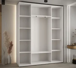Armoire Cannes 1 à Portes Coulissantes 205,2/200/45 3 Portes (blanc,blanc.doré)