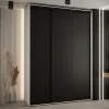 Armoire Cannes 1 à Portes Coulissantes 205,2/180/45 3 Portes (blanc,noir.noir)