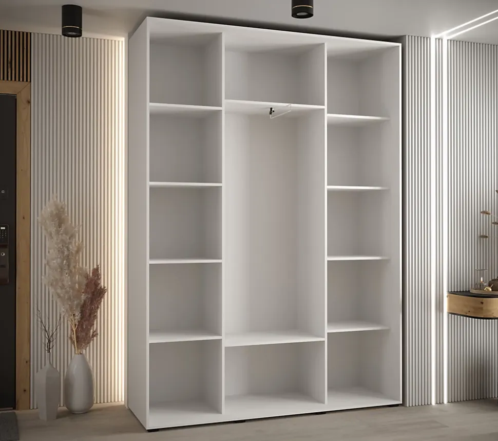Armoire Cannes 1 à Portes Coulissantes 205,2/180/45 3 Portes (blanc,noir.noir)