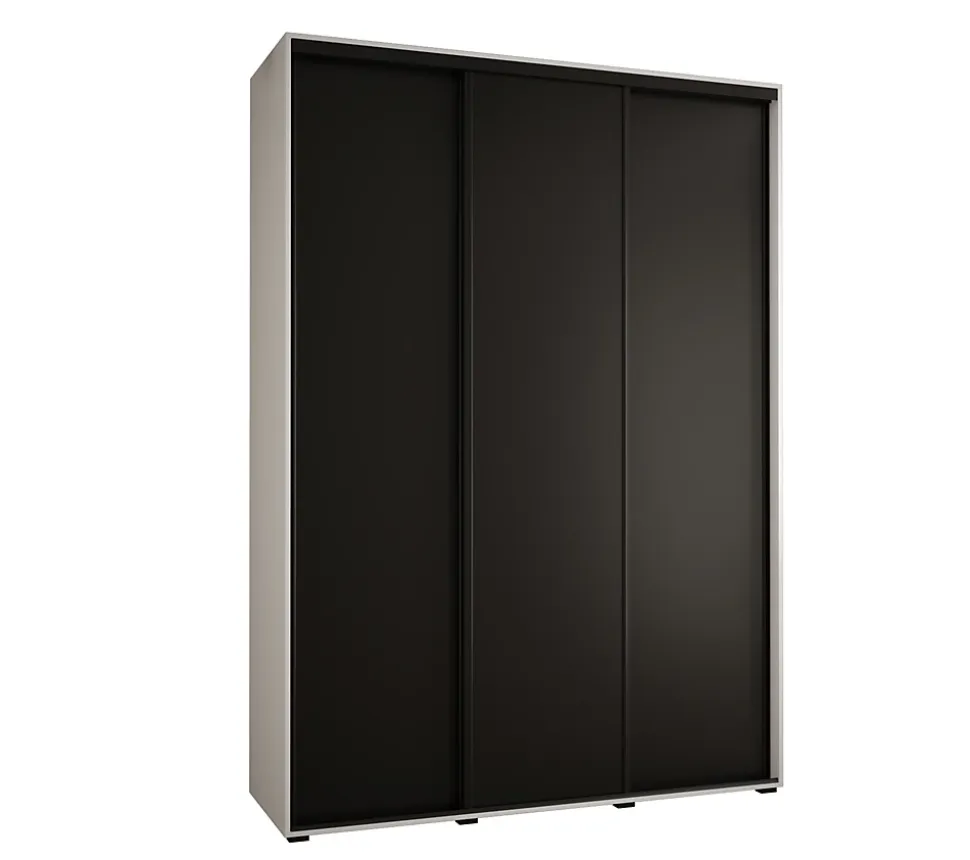 Armoire Cannes 1 à Portes Coulissantes 205,2/180/45 3 Portes (blanc,noir.noir)