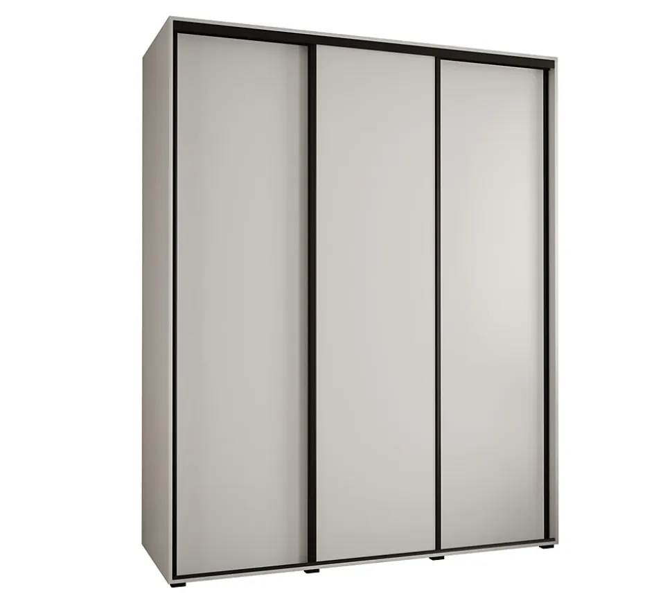 Armoire Cannes 1 à Portes Coulissantes 205,2/200/45 3 Portes (blanc,blanc.noir)