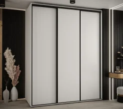 Armoire Cannes 1 à Portes Coulissantes 205,2/200/45 3 Portes (blanc,blanc.noir)