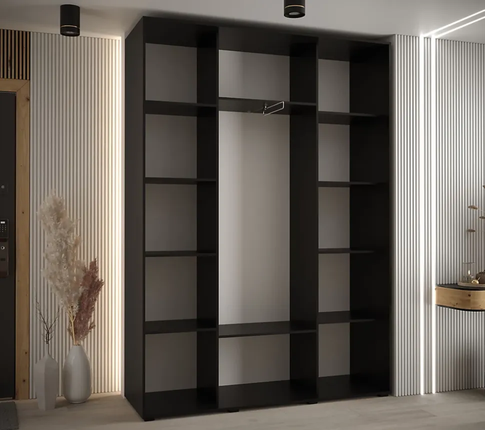 Armoire Cannes 1 à Portes Coulissantes 205,2/160/45 3 Portes (noir,noir.noir)