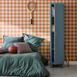 Armoire chambre en acier bleu 4 espaces de rangement. casier