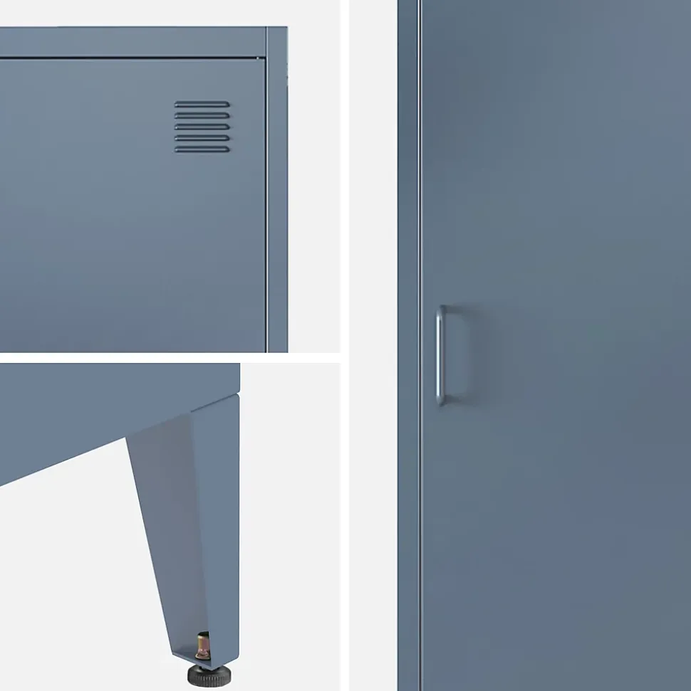 Armoire chambre en acier bleu 4 espaces de rangement. casier