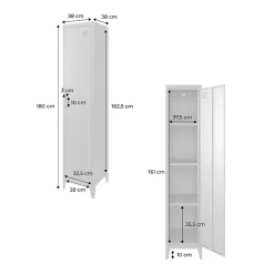 Armoire chambre en acier lilas 4 espaces de rangement. casier