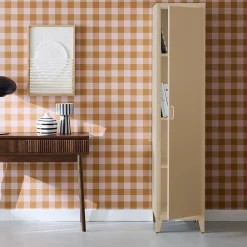Armoire chambre en acier beige 4 espaces de rangement. casier