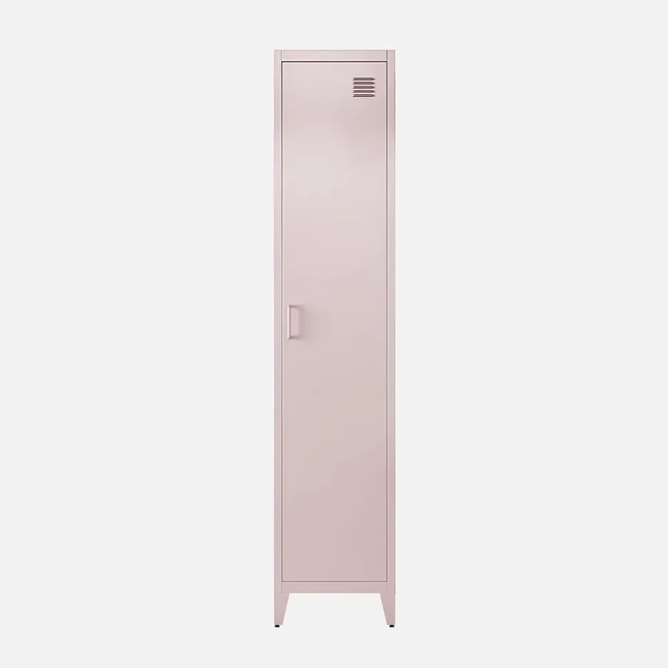 Armoire chambre en acier rose. 4 espaces de rangement. casier