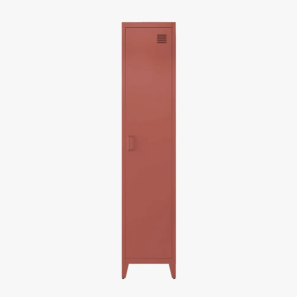 Armoire chambre en acier terracotta 4 espaces de rangement. casier
