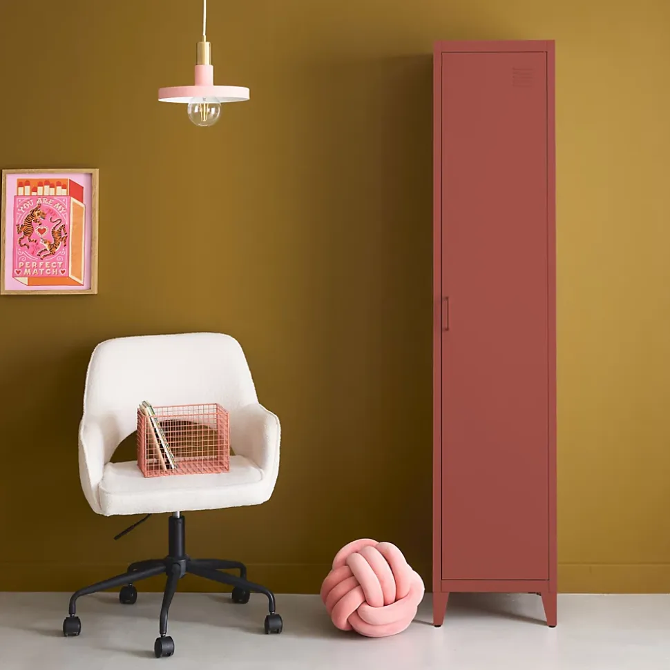 Armoire chambre en acier terracotta 4 espaces de rangement. casier