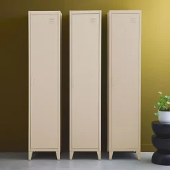 Armoire chambre enfant en acier beige. 4 espaces de rangement. casier. L 38 x P 38 x H 180 cm