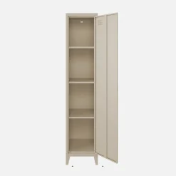 Armoire chambre enfant en acier beige. 4 espaces de rangement. casier. L 38 x P 38 x H 180 cm