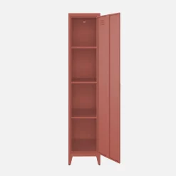 Armoire chambre enfant en acier terracotta. 4 espaces de rangement. casier. L 38 x P 38 x H 180 cm
