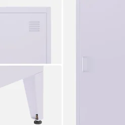 Armoire chambre enfant en acier lilas. 4 espaces de rangement. casier. L 38 x P 38 x H 180 cm