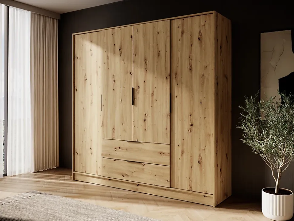 Armoire, chêne artisanal, 206 x 200 x 51 cm