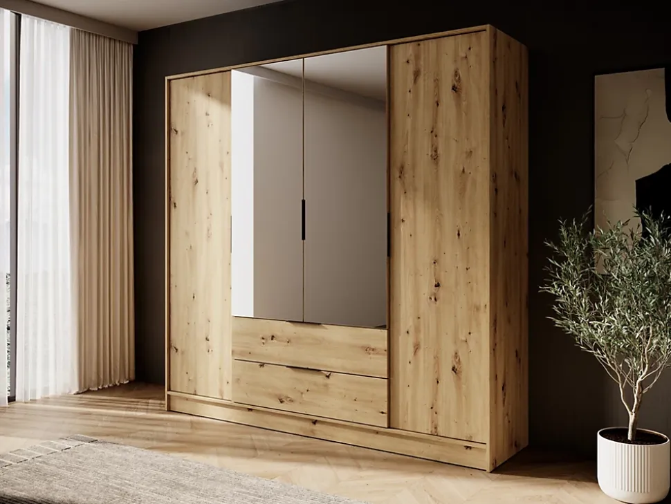 Armoire, chêne artisanal, 206 x 200 x 51 cm