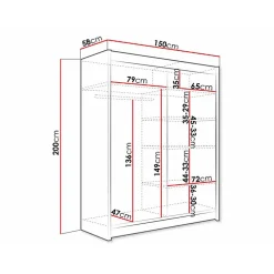 Armoire Closico Camera VIII, Nombre d'étagères: 5, 200x150x58cm