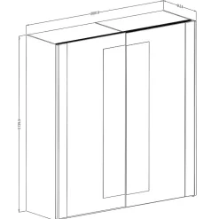 Armoire 200cm. 2 portes coulissantes avec miroirs couleur chene clair et noir. Collection FOX