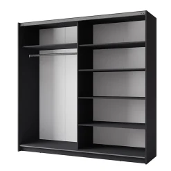 Armoire collection 200 cm 2 portes coulissantes avec miroir - gris graphite - Collection ARSALA