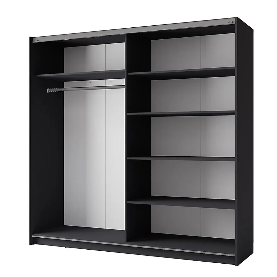 Armoire collection 200 cm 2 portes coulissantes avec miroir - gris graphite - Collection ARSALA