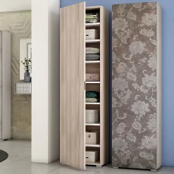 Armoire Colonne Multifonctionnelle Avec 1 Porte Effet Bois D'orme