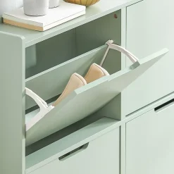 Armoire Commode à 4 abattants Meuble d'entrée Rangement pour Chaussures, FSR100-GR, SoBuy