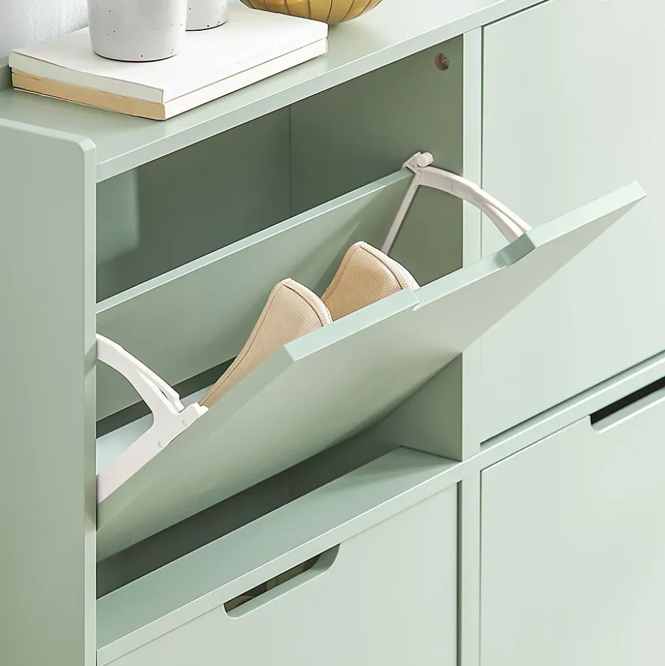 Armoire Commode à 4 abattants Meuble d'entrée Rangement pour Chaussures, FSR100-GR, SoBuy