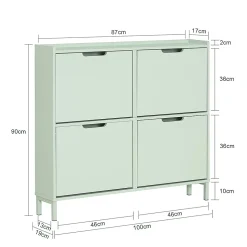 Armoire Commode à 4 abattants Meuble d'entrée Rangement pour Chaussures, FSR100-GR, SoBuy