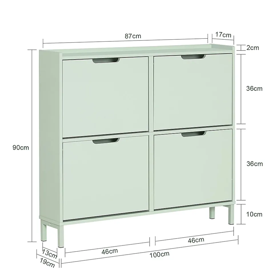 Armoire Commode à 4 abattants Meuble d'entrée Rangement pour Chaussures, FSR100-GR, SoBuy