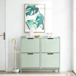 Armoire Commode à 4 abattants Meuble d'entrée Rangement pour Chaussures, FSR100-GR, SoBuy