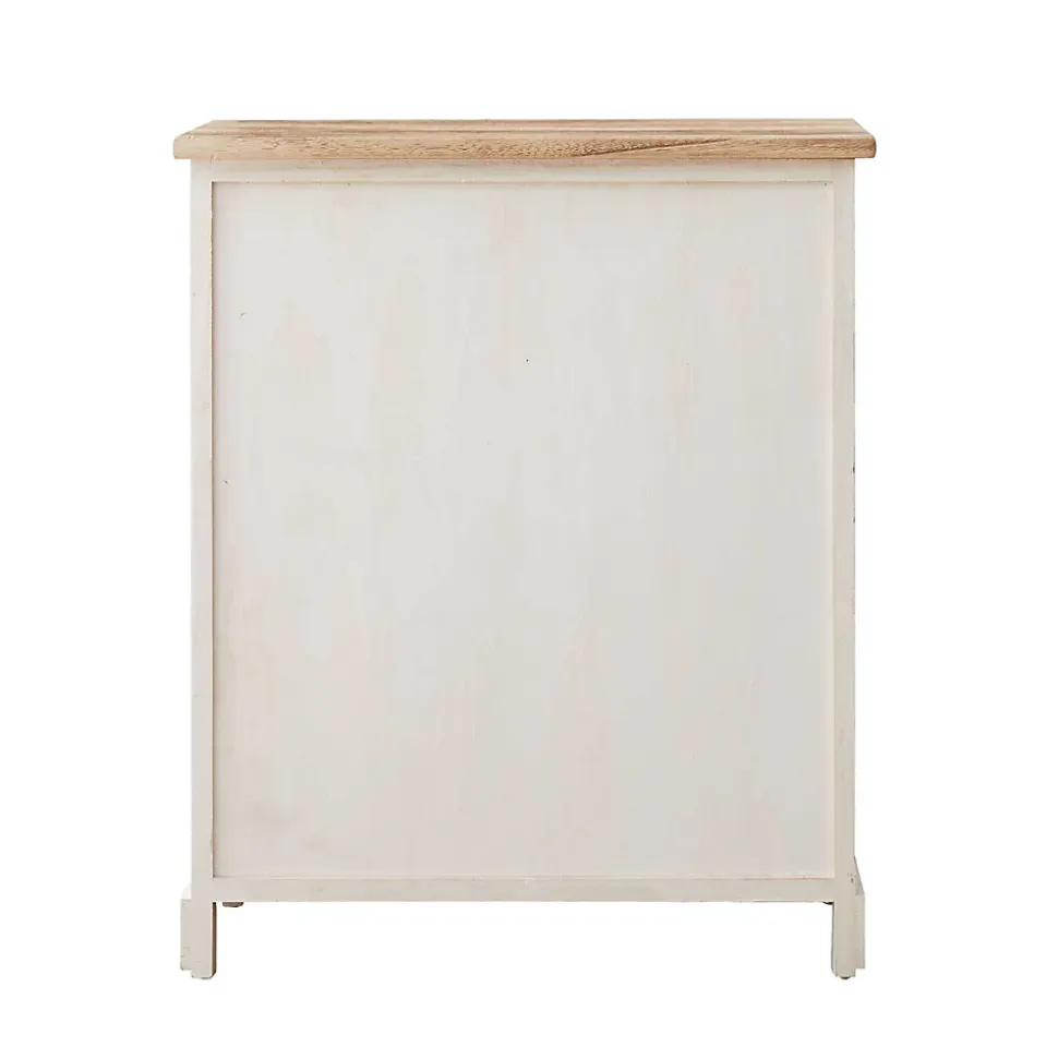 Armoire Commode Blanc Marron 4 Tiroirs 1 Porte Bois 70x60x30