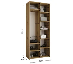 Armoire Como 4 a portes battantes H. 245 x L. 100 x P. 40, 2 portes