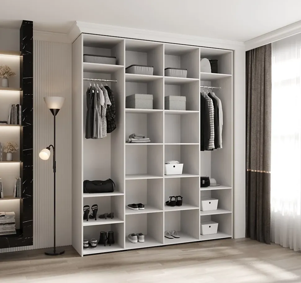 Armoire Como 4 a portes battantes H. 245 x L. 200 x P. 50, 4 portes