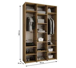 Armoire Como 4 a portes battantes H. 245 x L. 150 x P. 50, 3 portes