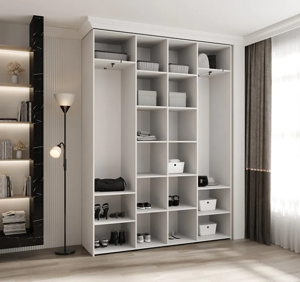 Armoire Como 3 a portes battantes H. 245 x L. 180 x P. 40, 4 portes