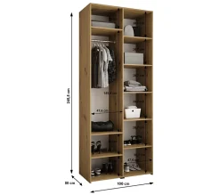 Armoire Como 3 a portes battantes H. 245 x L. 100 x P. 50, 2 portes