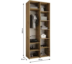 Armoire Como 3 a portes battantes H. 245 x L. 110 x P. 50, 2 portes