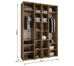 Armoire Como 4 a portes battantes H. 245 x L. 170 x P. 50, 4 portes