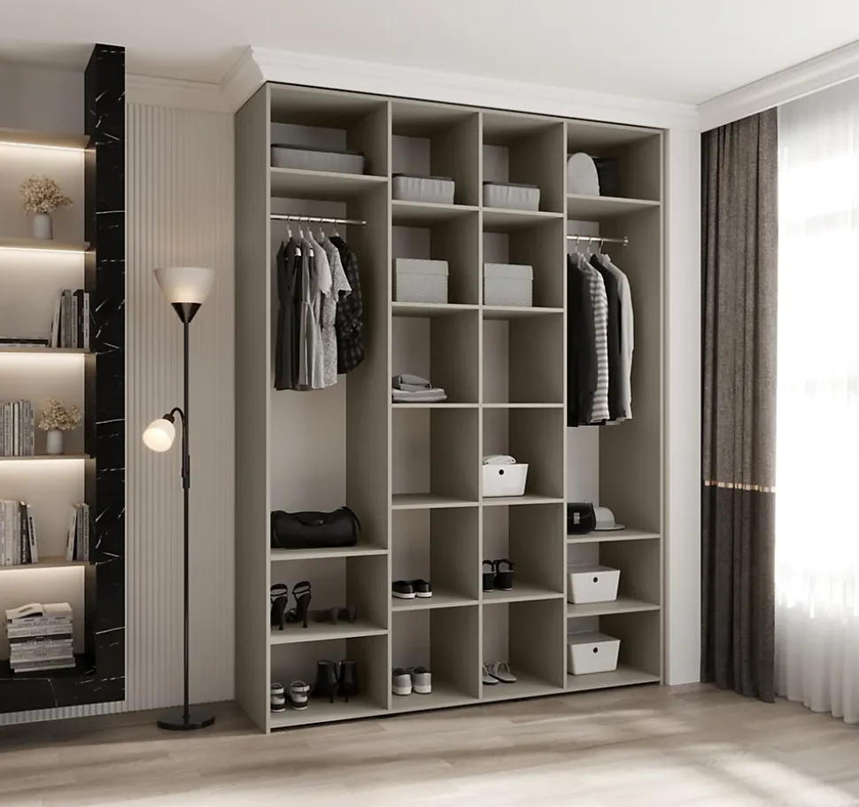 Armoire Como 3 a portes battantes H. 245 x L. 180 x P. 50, 4 portes