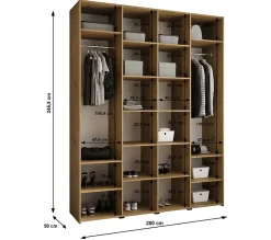 Armoire Como 1 a portes battantes H. 245 x L. 200 x P. 50, 4 portes