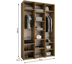 Armoire Como 4 a portes battantes H. 245 x L. 160 x P. 50, 3 portes