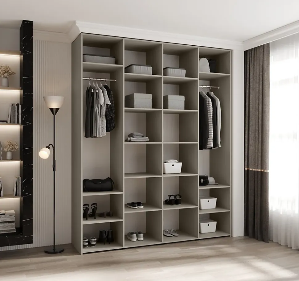 Armoire Como 2 a portes battantes H. 245 x L. 200 x P. 50, 4 portes