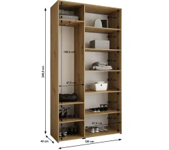 Armoire Como 4 a portes battantes H. 245 x L. 120 x P. 40, 3 portes