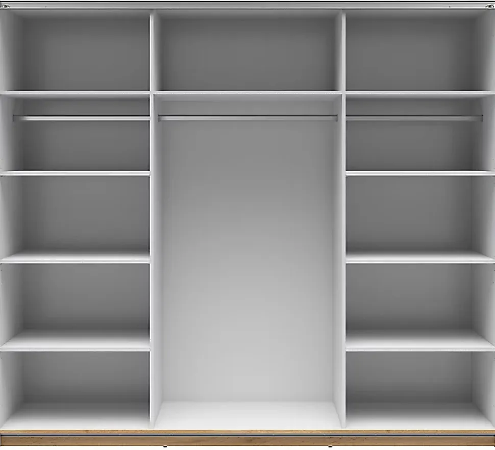 Armoire coulissante avec miroir coloris chêne Sonoma - Longueur 220 x Profondeur 60 x Hauteur 195,5 cm