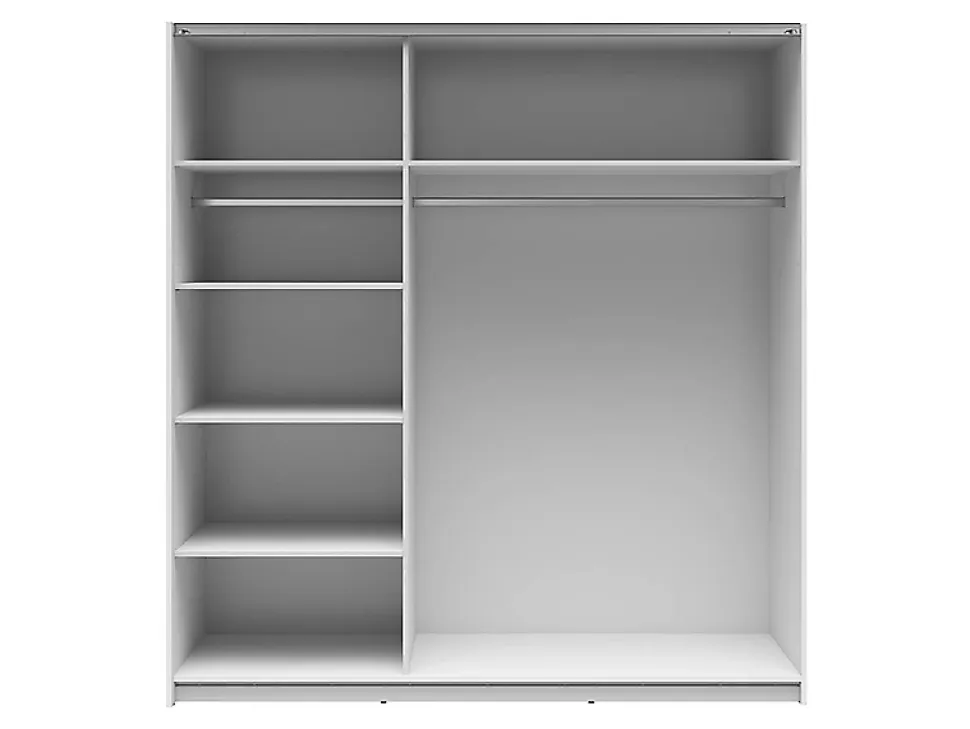 Armoire coulissante avec miroir coloris Blanc brillant - Longueur 183 x Profondeur 60 x Hauteur 195,5 cm