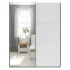 Armoire coulissante avec miroir coloris Blanc brillant - Longueur 153,5 x Profondeur 60 x Hauteur 195,5 cm