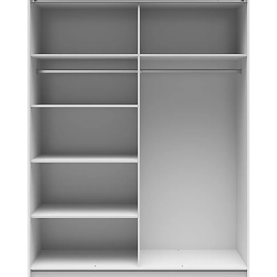 Armoire coulissante avec miroir coloris Blanc brillant - Longueur 153,5 x Profondeur 60 x Hauteur 195,5 cm
