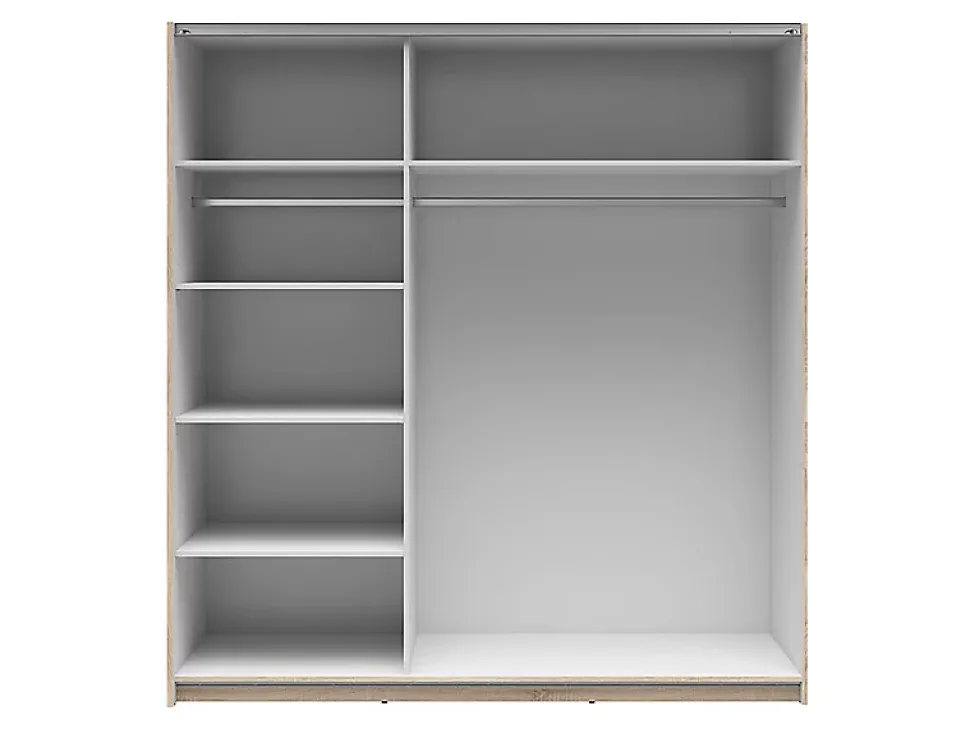 Armoire coulissante Placard avec miroir coloris chêne Sonoma - Longueur 183 x Profondeur 60 x Hauteur 195,5 cm