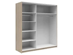 Armoire coulissante Placard avec miroir coloris chêne Sonoma - Longueur 183 x Profondeur 60 x Hauteur 195,5 cm