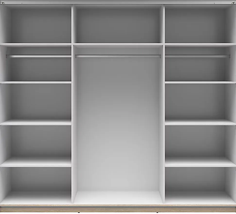 Armoire coulissante Placard avec miroir coloris chêne Sonoma - Longueur 220 x Profondeur 60 x Hauteur 195,5 cm